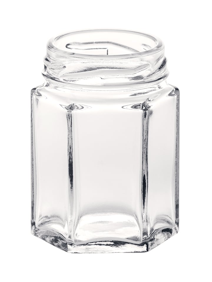 Hexagonal jar 055ml 43TO glass white flint