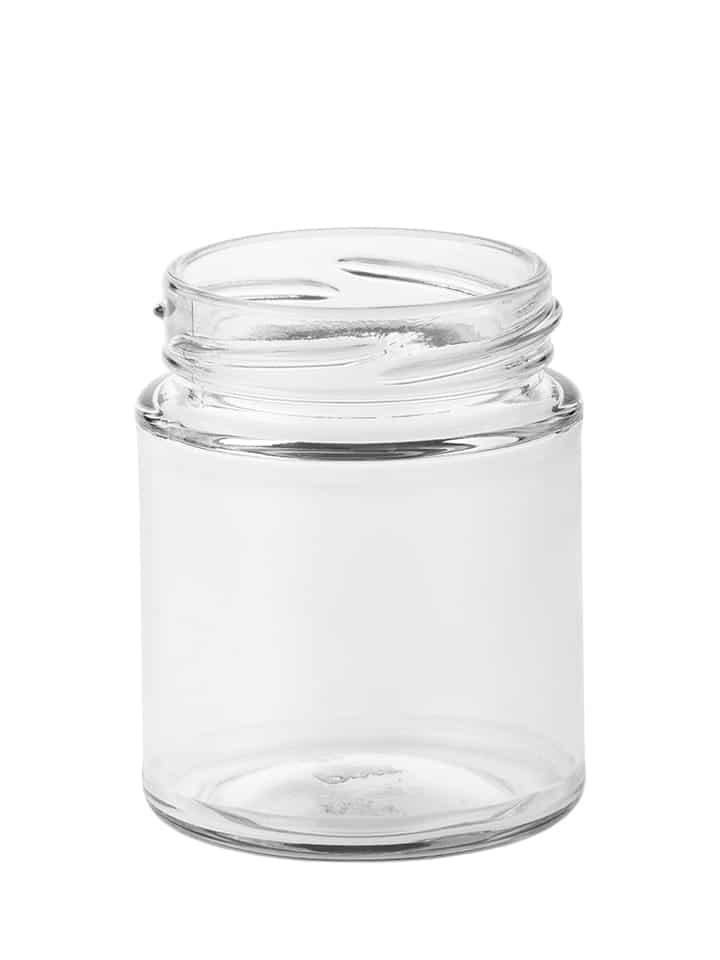 Food jar panelled 150ml 58TO glass white flint