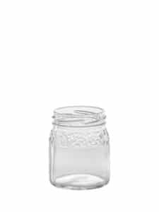 Fruit embossed jar 106ml 53TO glass white flint